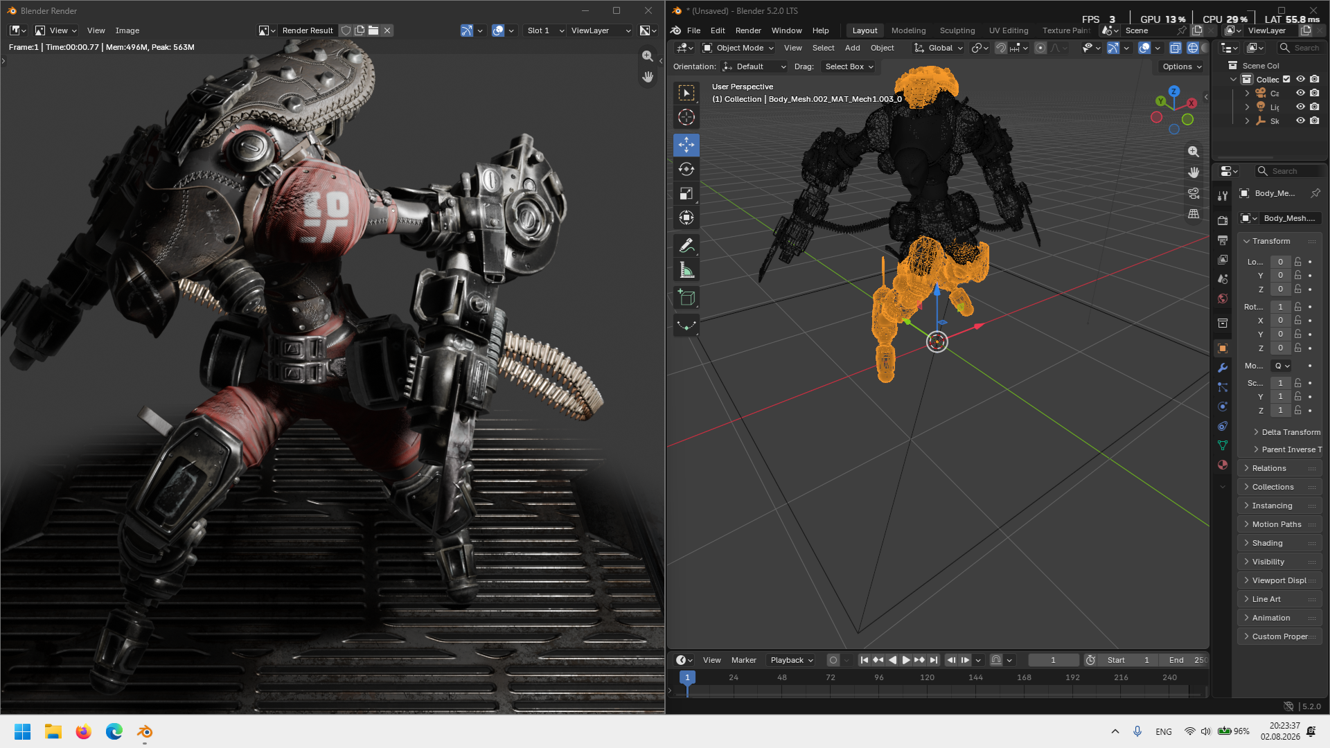 Blender rendering and viewport on two virtual Windows monitors